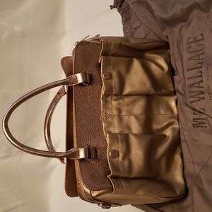 MZ Wallace Satchel Bag Gold Tone Leather and Nylon New without Tags